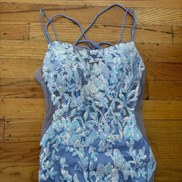 Ellie Wilde Periwinkle Sequin Gown Size 2
